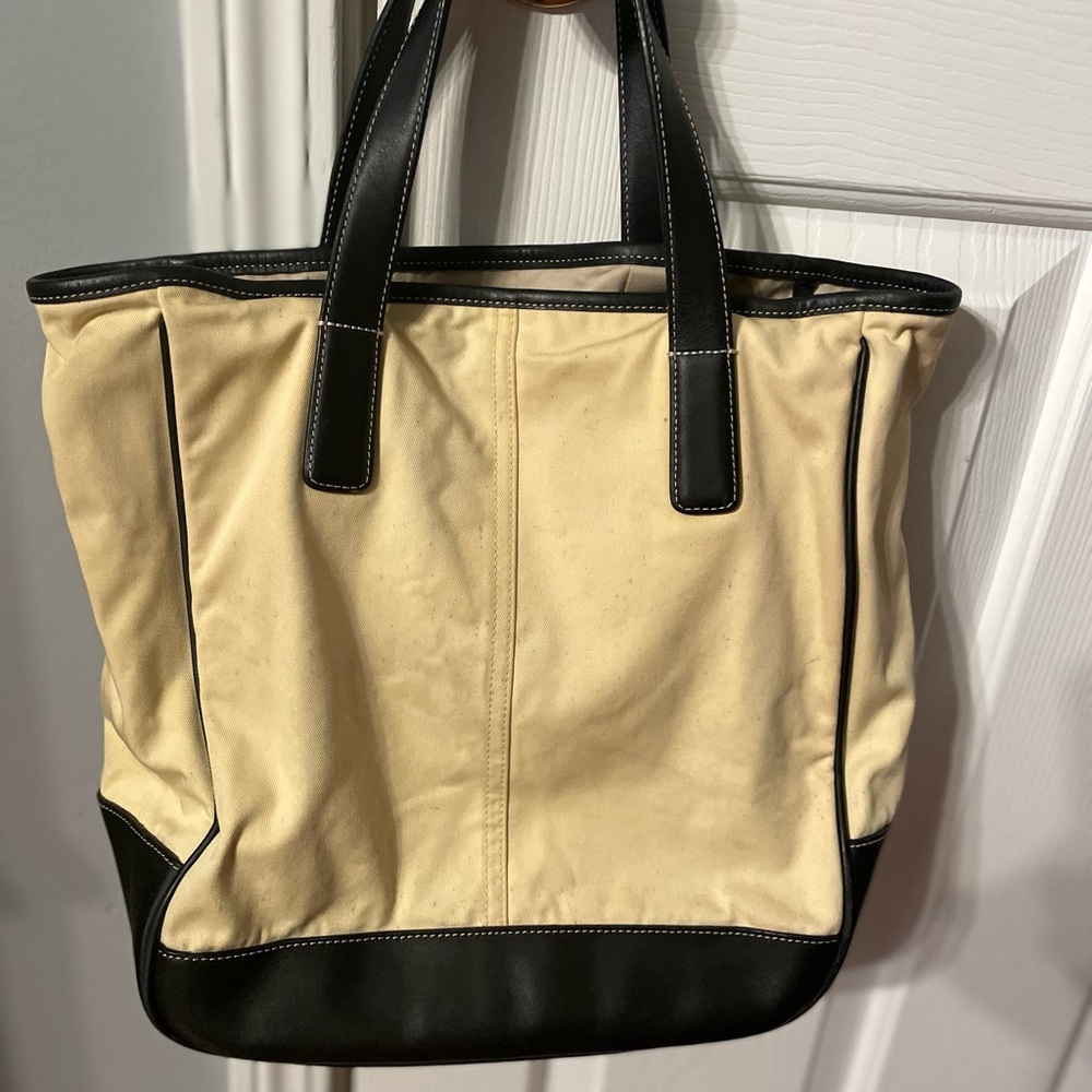 Vintage Coach Canvas Butter Yellow Book Tote